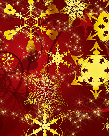 Red Gold Snowflakes_